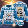 Pittsburgh Steelers Fans Logo Snowflake Pattern Ugly Christmas Sweater For Fans Blue