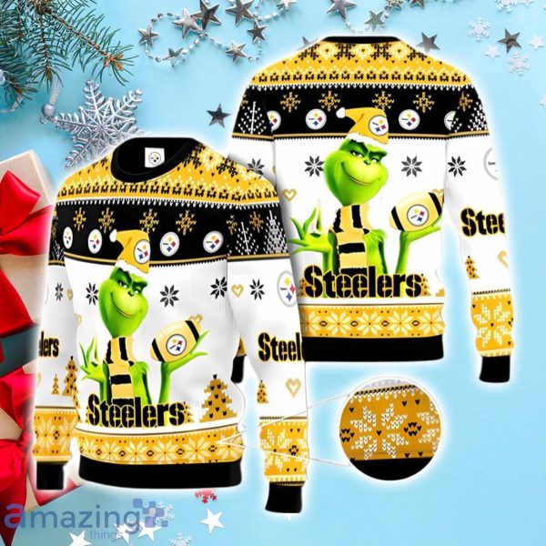 Pittsburgh Steelers Grinch Hug Christmas Ugly Sweater - Growkoc