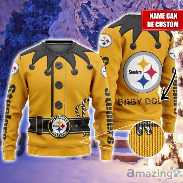 Nfl Pittsburgh Steelers Textile Aop Ugly Christmas Sweater Yellow Custom  Number And Name Gift Fans