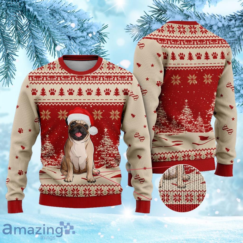 Pug Christmas Winter Ugly Sweater Gift For Dog Lover image Pug Christmas Winter Ugly Sweater Gift For Dog Lover Product Photo 1