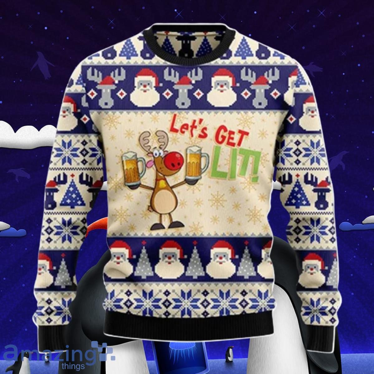 Reindeer Beer Ugly Christmas Sweater Style Gift For Men And Womens Best Gift image Reindeer Beer Ugly Christmas Sweater Style Gift For Men And Womens Best Gift Product Photo 1