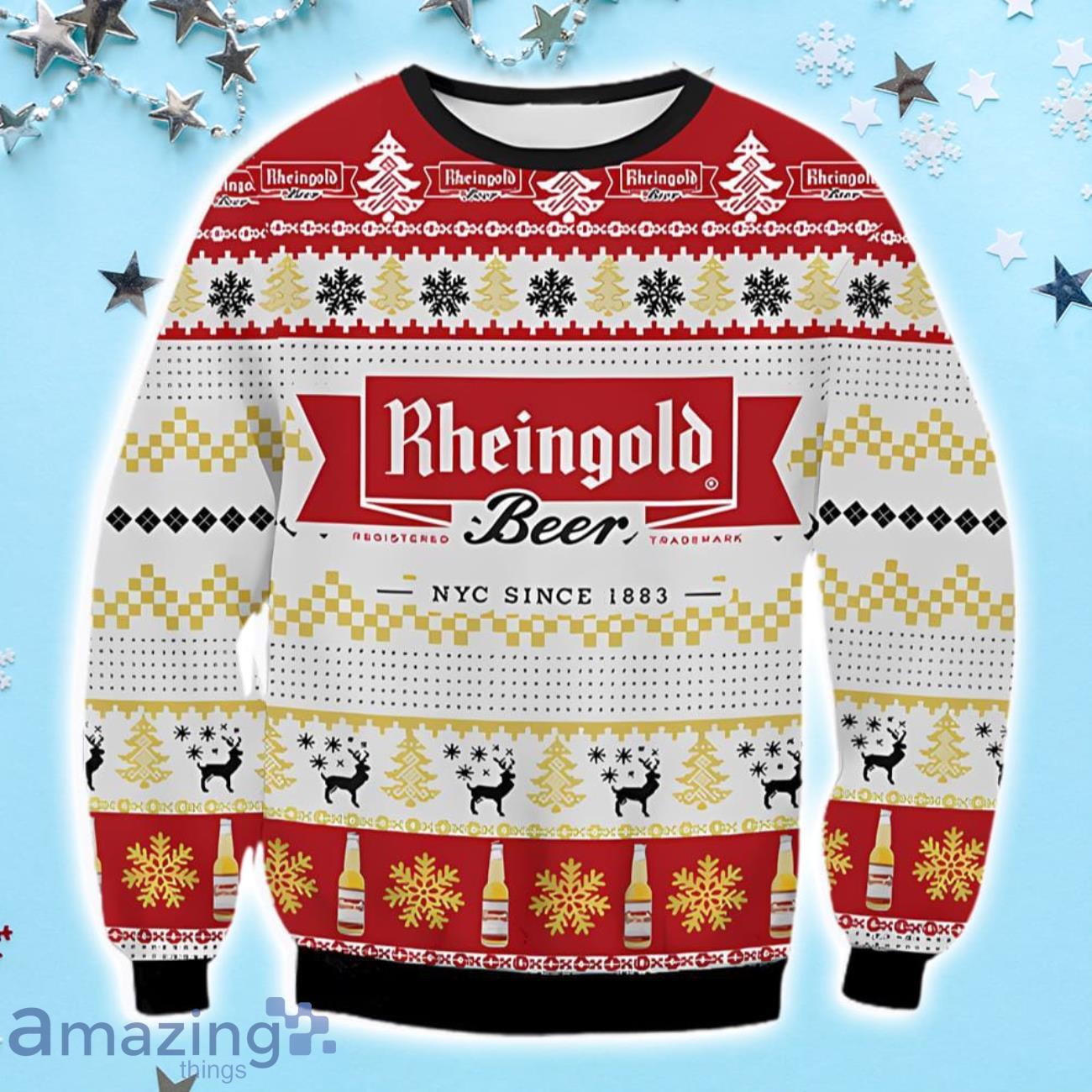 Funny Rheingold Beer Ugly Christmas Sweater Custom Name Gift For Christmas  - Banantees