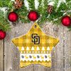 San Diego Padres Ceramic Ornament Christmas Pixel Art Tartan Background