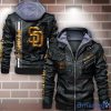 San Diego Padres Striped Style Leather Jacket For Fans