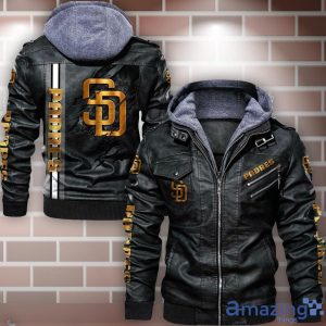 San Diego Padres Striped Style Leather Jacket For Fans Product Photo 1