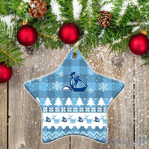 San Diego Toreros Ceramic Ornament Christmas Pixel Art Tartan Background Product Photo 1