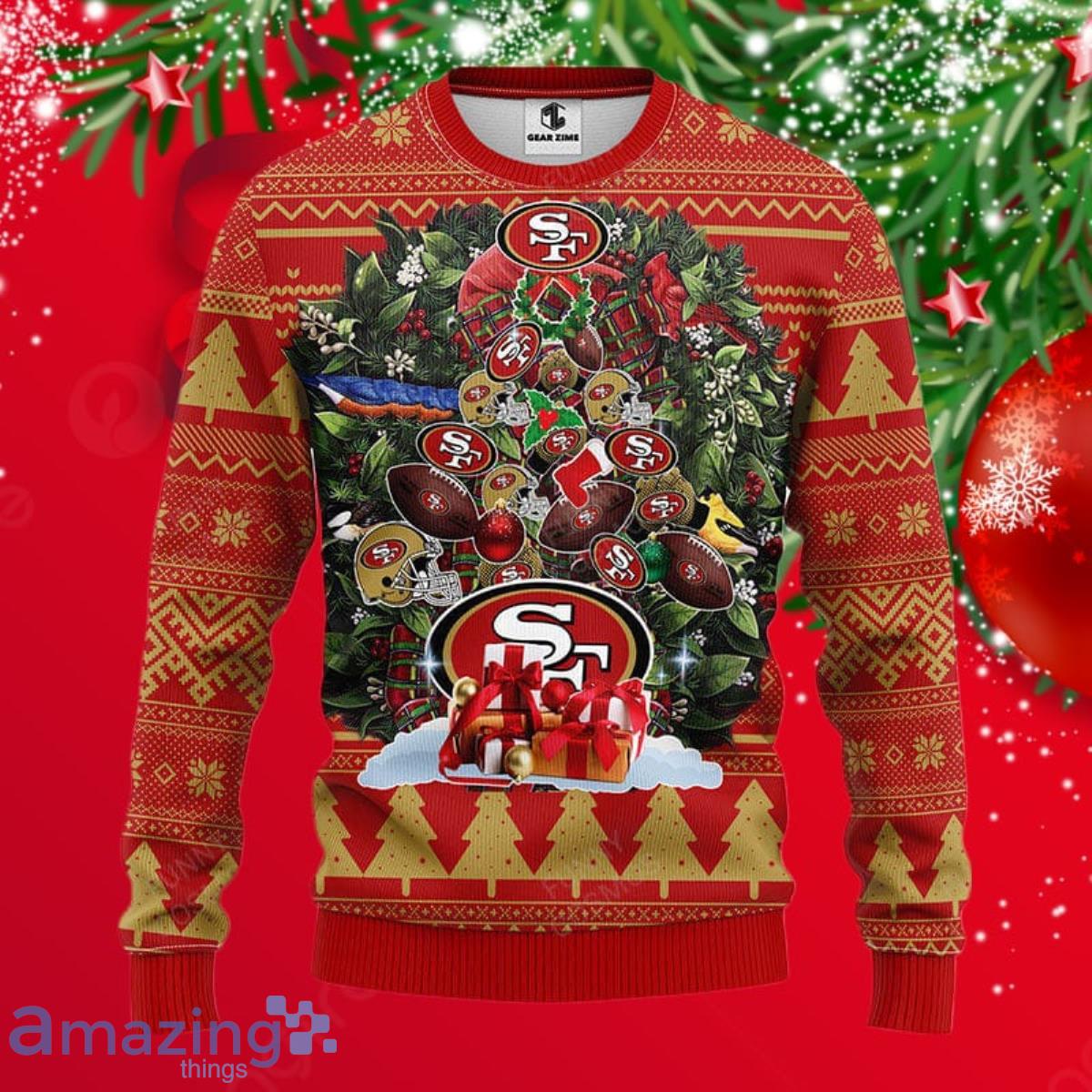 San Francisco 49ers Tree Ugly Christmas Fleece Sweater Special Gift For Men Women image San Francisco 49ers Tree Ugly Christmas Fleece Sweater Special Gift For Men Women Product Photo 1