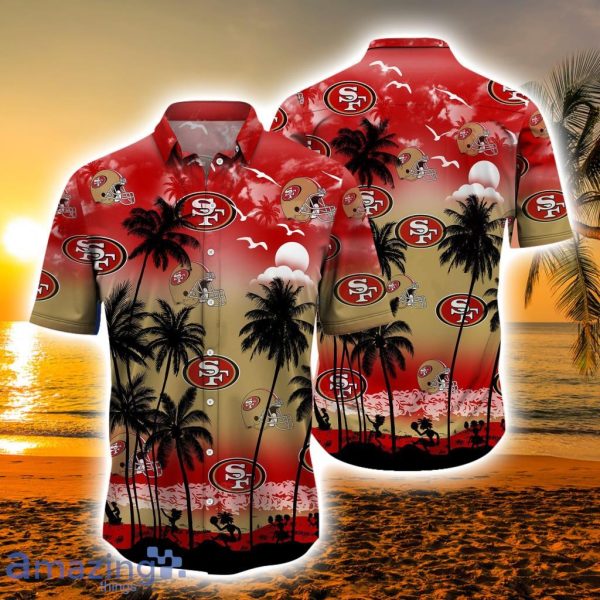 San Francisco 49ers 2 Piece Hawaiian Shirts Beach Shorts Set Casual Zip up  Shirt