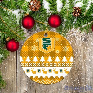 San Francisco Dons Ceramic Ornament Christmas Pixel Art Tartan Background Product Photo 2