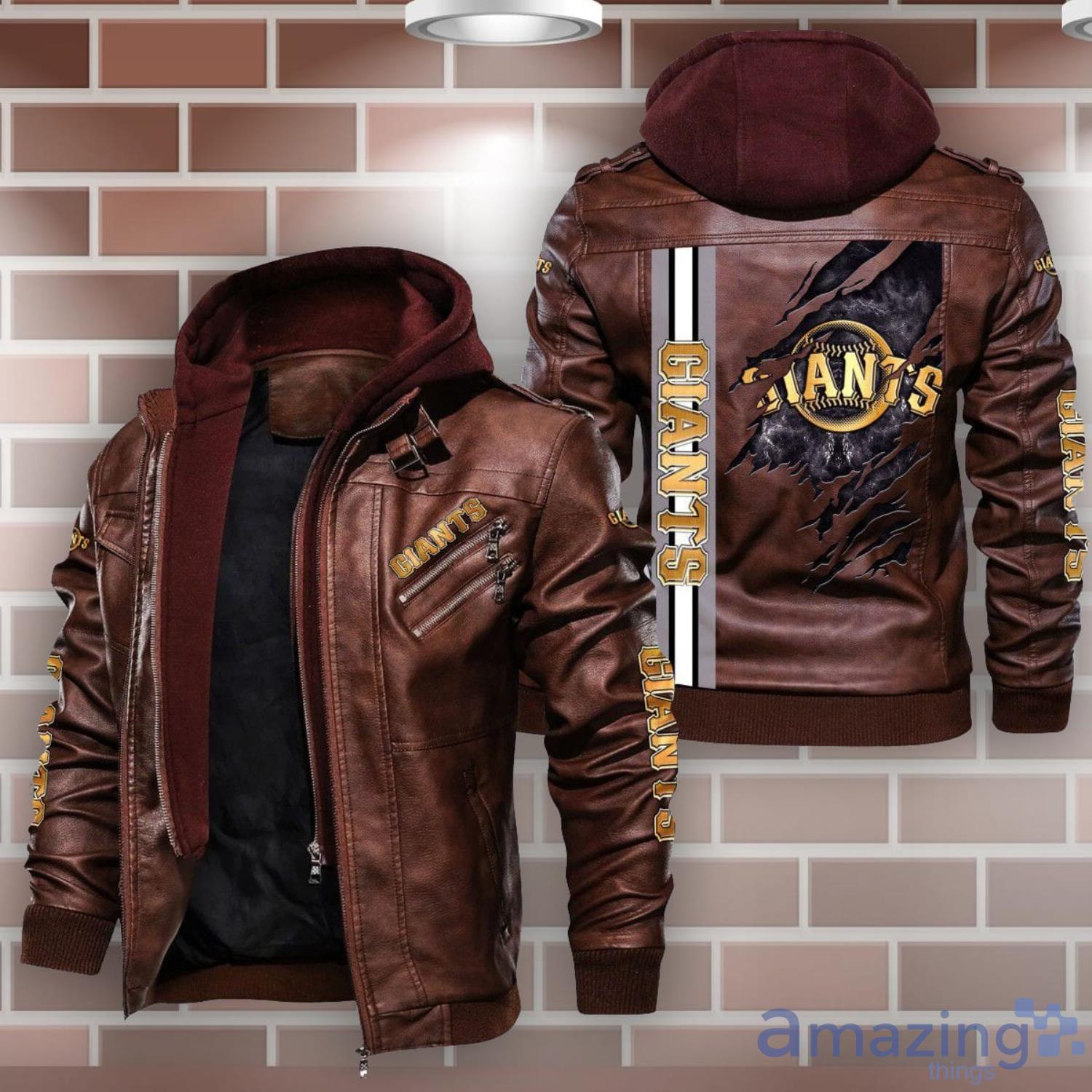 San Francisco Giants Striped Style Leather Jacket For Fans image San Francisco Giants Striped Style Leather Jacket For Fans Product Photo 2