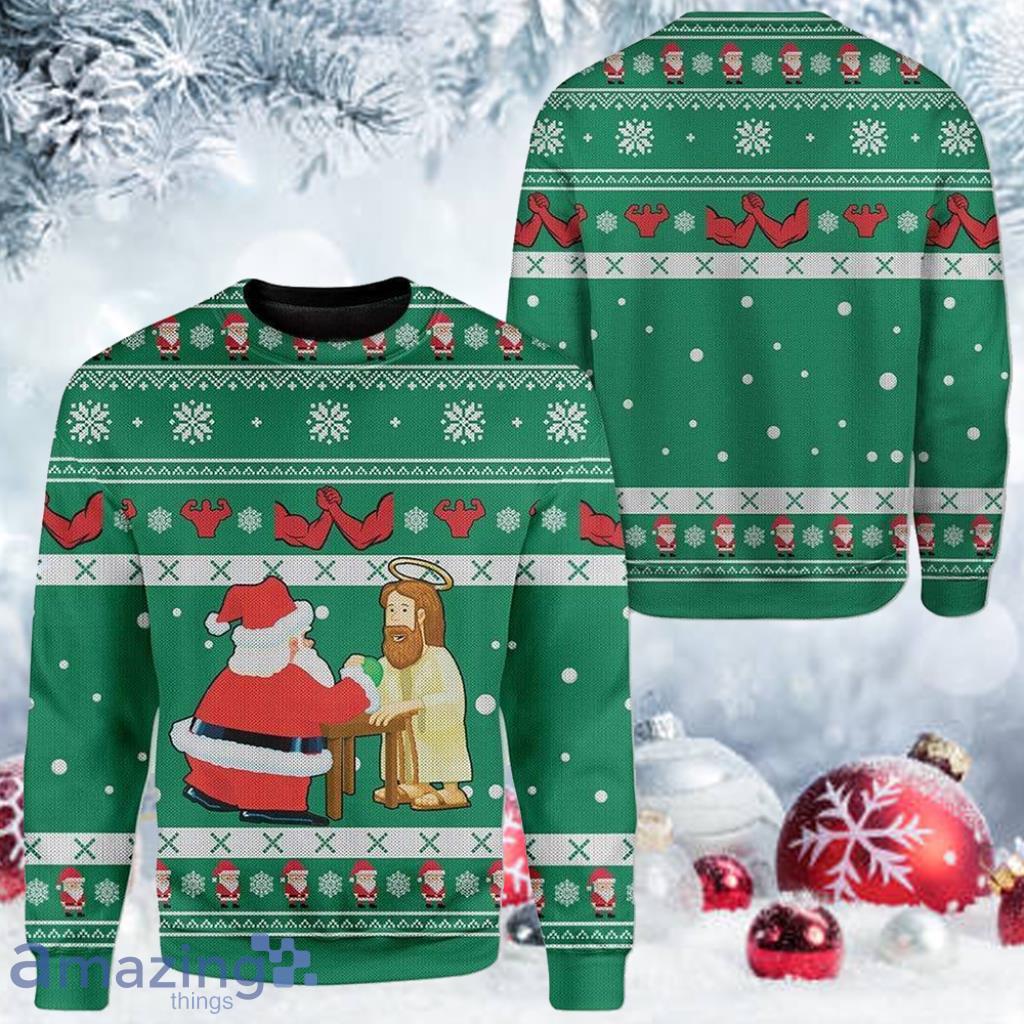 Ugly christmas sweater on sale jesus and santa