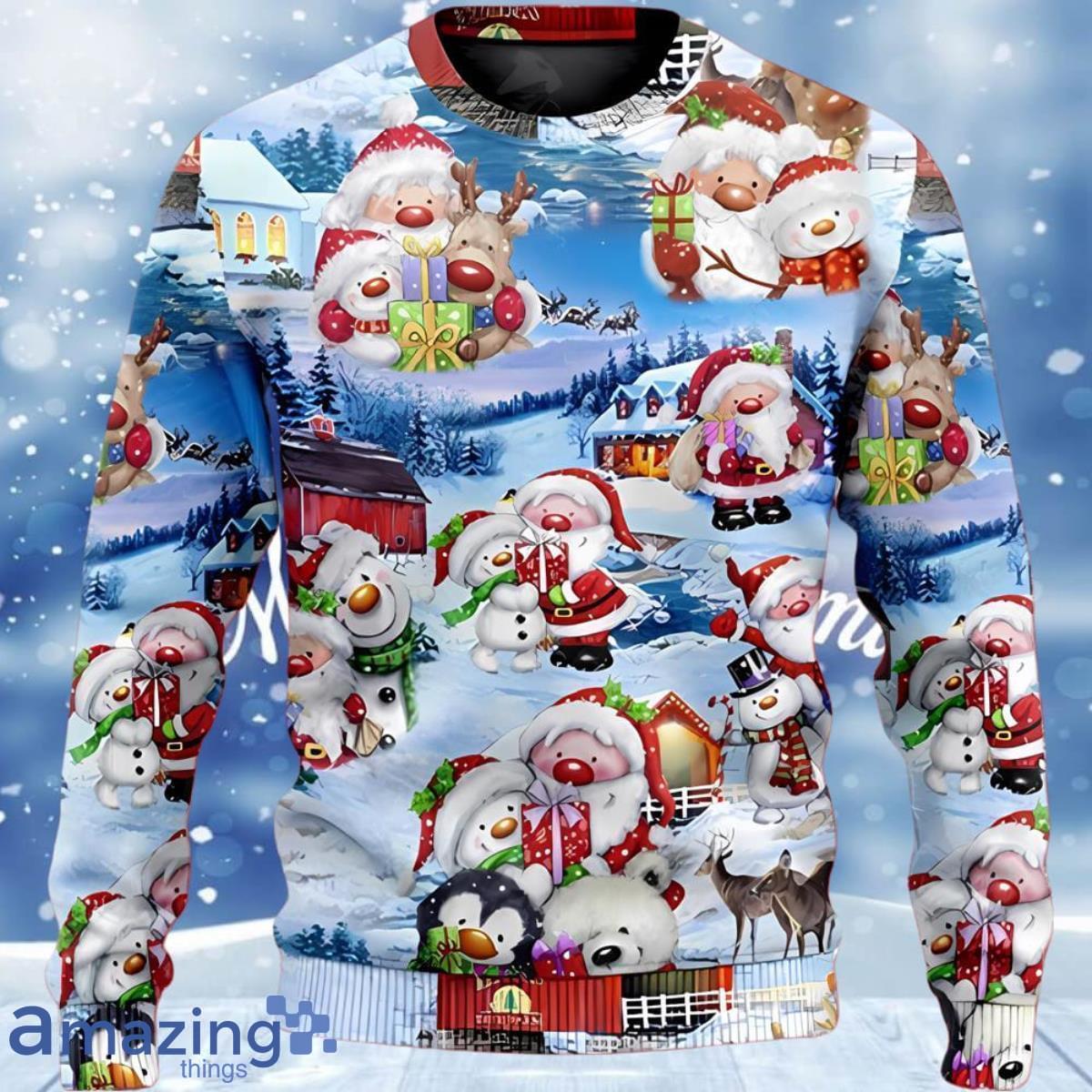 Santa And Snowman Holiday Ugly Christmas Sweater Unique Gift For Men And Women image Santa And Snowman Holiday Ugly Christmas Sweater Unique Gift For Men And Women Product Photo 1