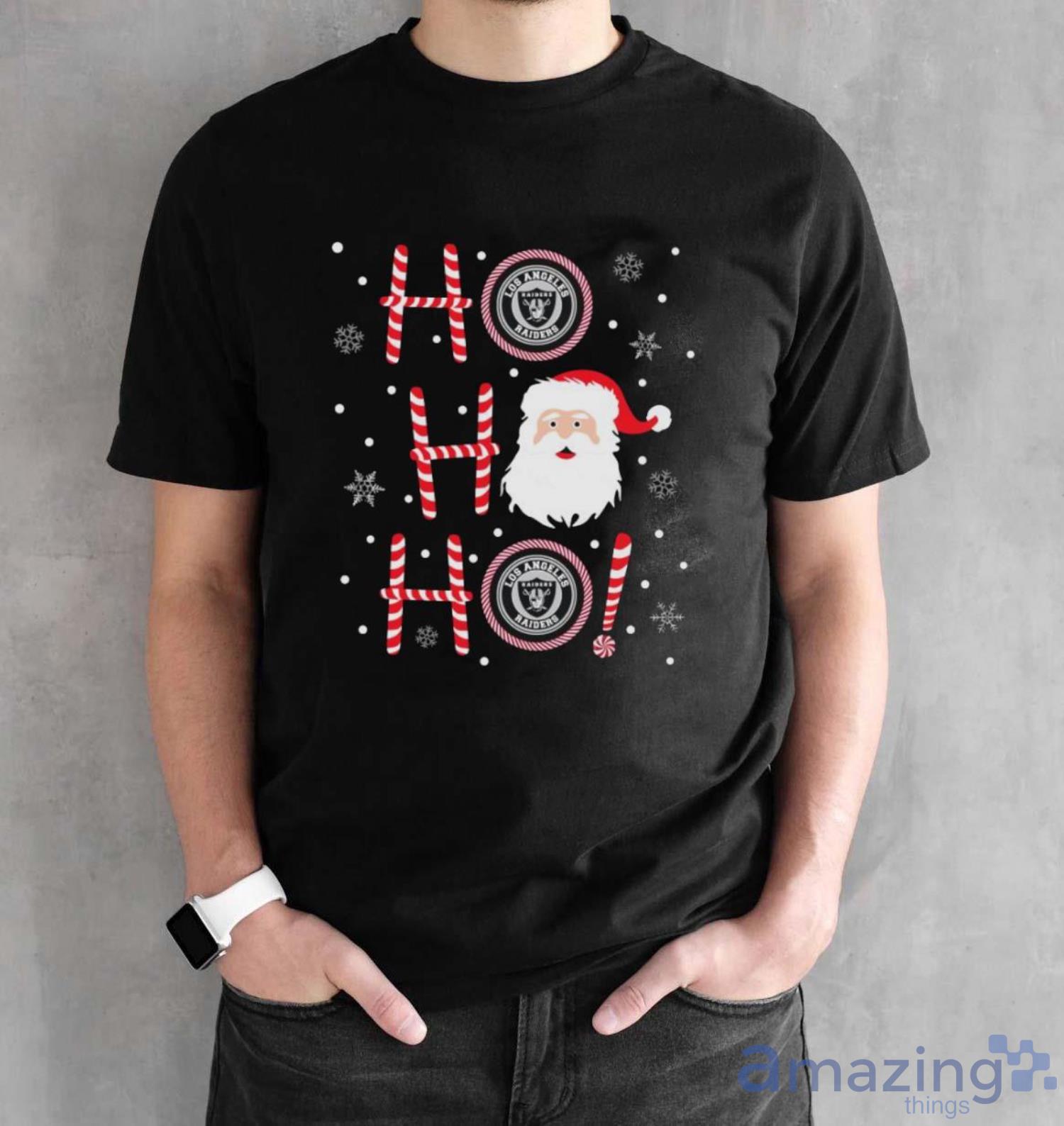 Santa Claus Ho Ho Ho Oakland Raiders Christmas image Santa Claus Ho Ho Ho Oakland Raiders Christmas - Black Unisex T-Shirt
