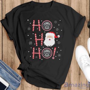 Santa Claus Ho Ho Ho Oakland Raiders Christmas - Black T-Shirt