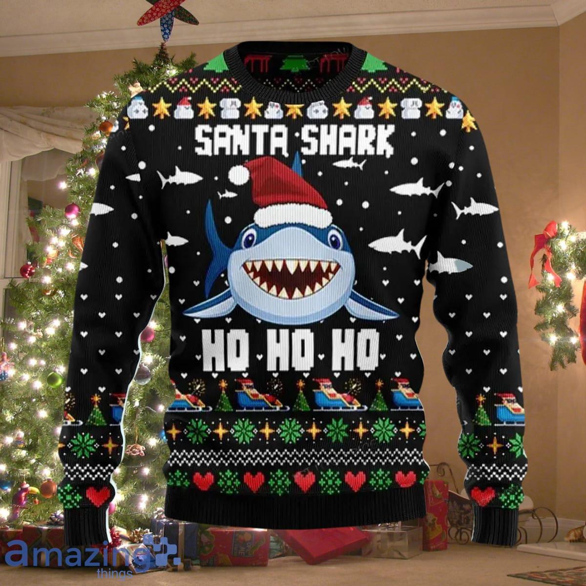 Men's Santa vs Shark Ugly Christmas Sweater