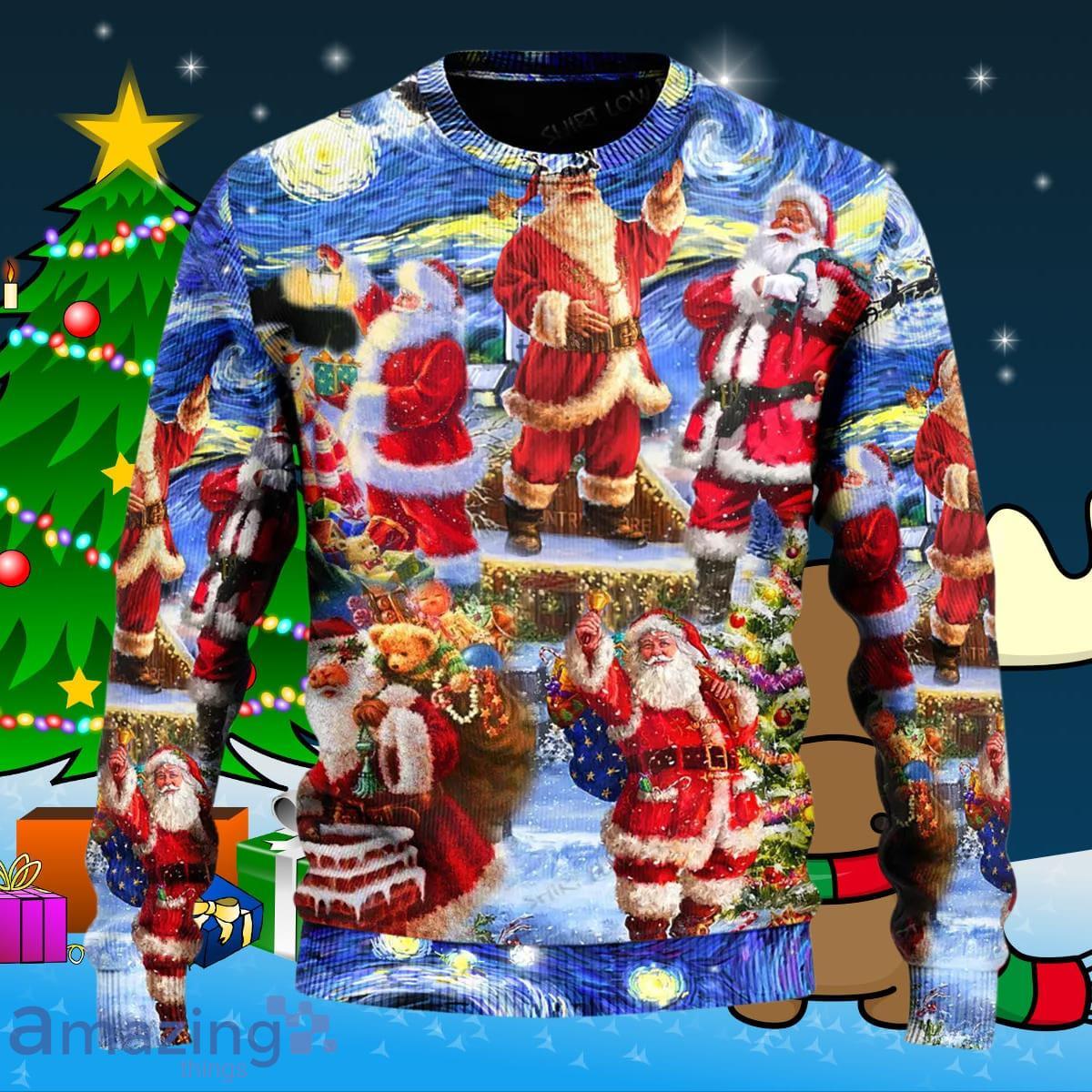 Santa Snow Night Merry Xmas Ugly Christmas Sweater Best Gift For Men And Women Product Photo 1