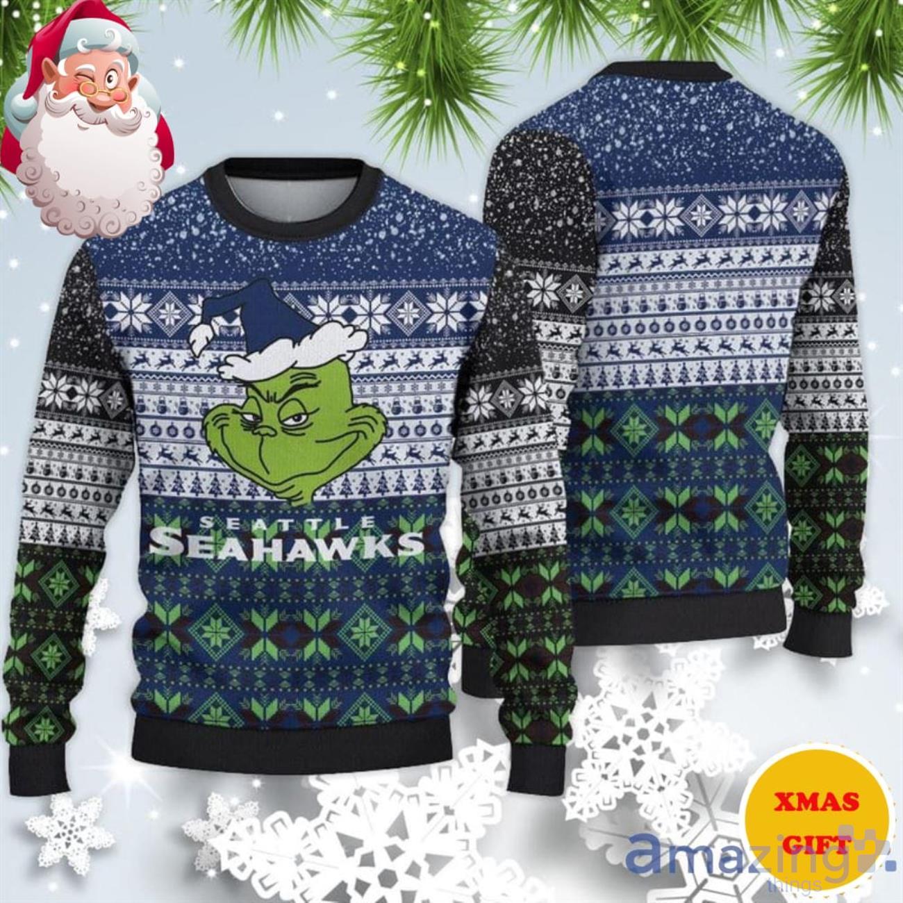 Seattle Seahawks Christmas Santa Claus Ugly Christmas Sweater