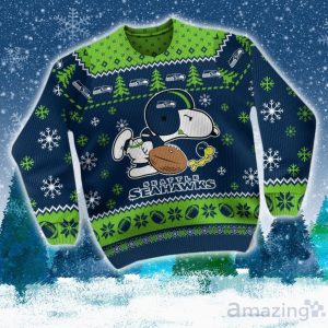 Seattle Seahawks Snoopy Ugly Christmas Sweater NFL Product Photo 2