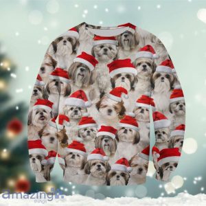 Shih Tzu Merry Christmas Ugly Premium Sweatshirt Christmas Ugly Sweater Product Photo 1