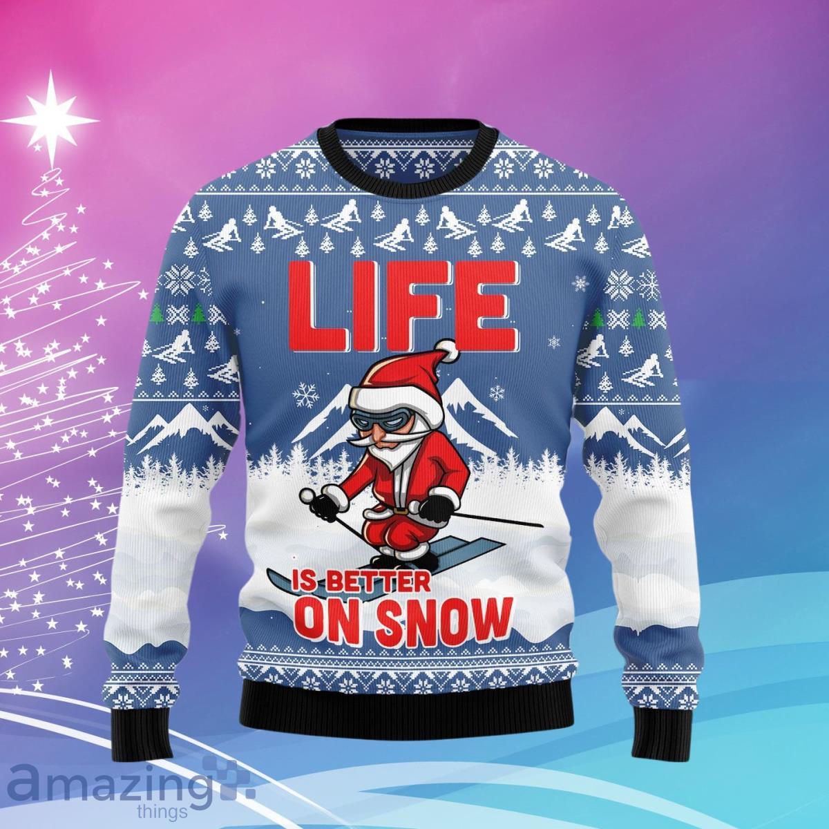 Skiing Life Is Better On Snow Ugly Christmas Sweater Style Gift For Men And Women image Skiing Life Is Better On Snow Ugly Christmas Sweater Style Gift For Men And Women Product Photo 1
