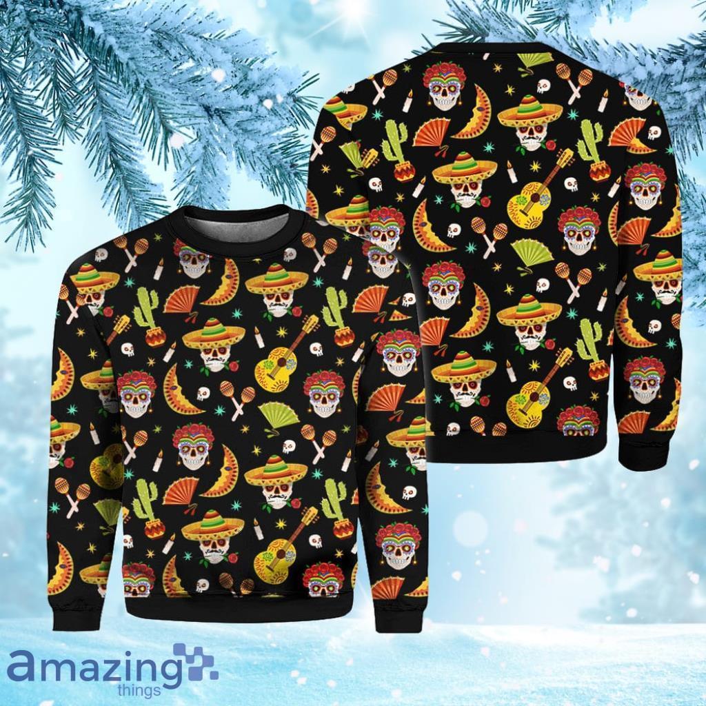 Skulls Pattern Black Christmas Ugly Sweater 3D Gift Halloween image Skulls Pattern Black Christmas Ugly Sweater 3D Gift Halloween Product Photo 1