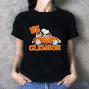 Snoopy and Woodstock driving car Clemson Tigers shirt - Ladies T-Shirt