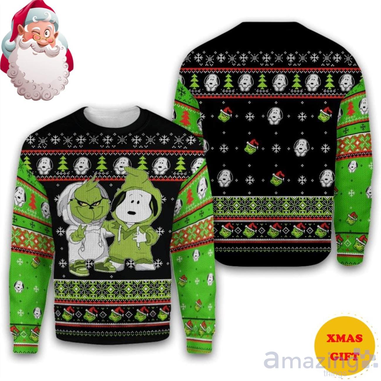 Snoopy & Grinch Gift Fan Christmas AOP Sweater image Snoopy & Grinch Gift Fan Christmas AOP Sweater Product Photo 1