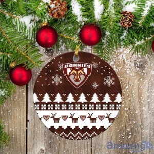 St. Bonaventure Bonnies Ceramic Ornament Christmas Pixel Art Tartan Background Product Photo 2