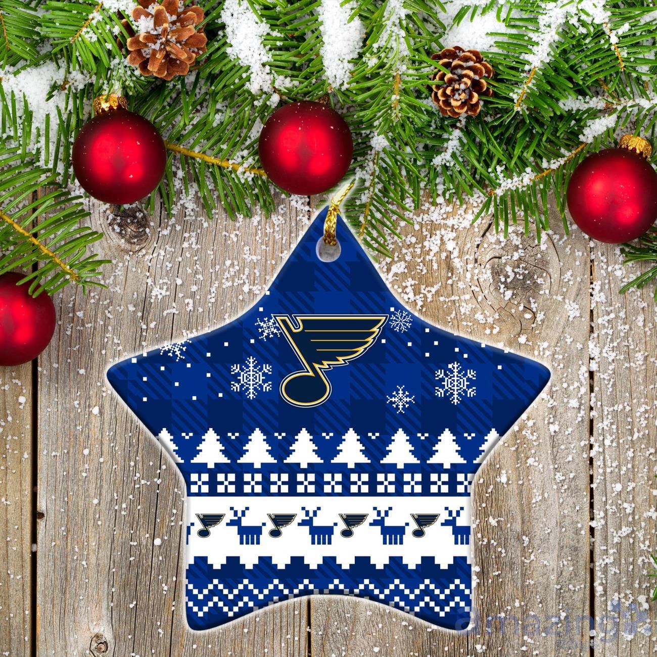 St. Louis Blues Ceramic Ornament Christmas Pixel Art Tartan Background image St. Louis Blues Ceramic Ornament Christmas Pixel Art Tartan Background Product Photo 1