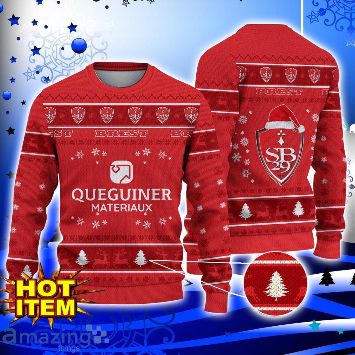 Stade Brestois 29 Ligue 1 French Football Ugly Christmas Sweater Christmas Hoilday Gift image Stade Brestois 29 Ligue 1 French Football Ugly Christmas Sweater Christmas Hoilday Gift Product Photo 1