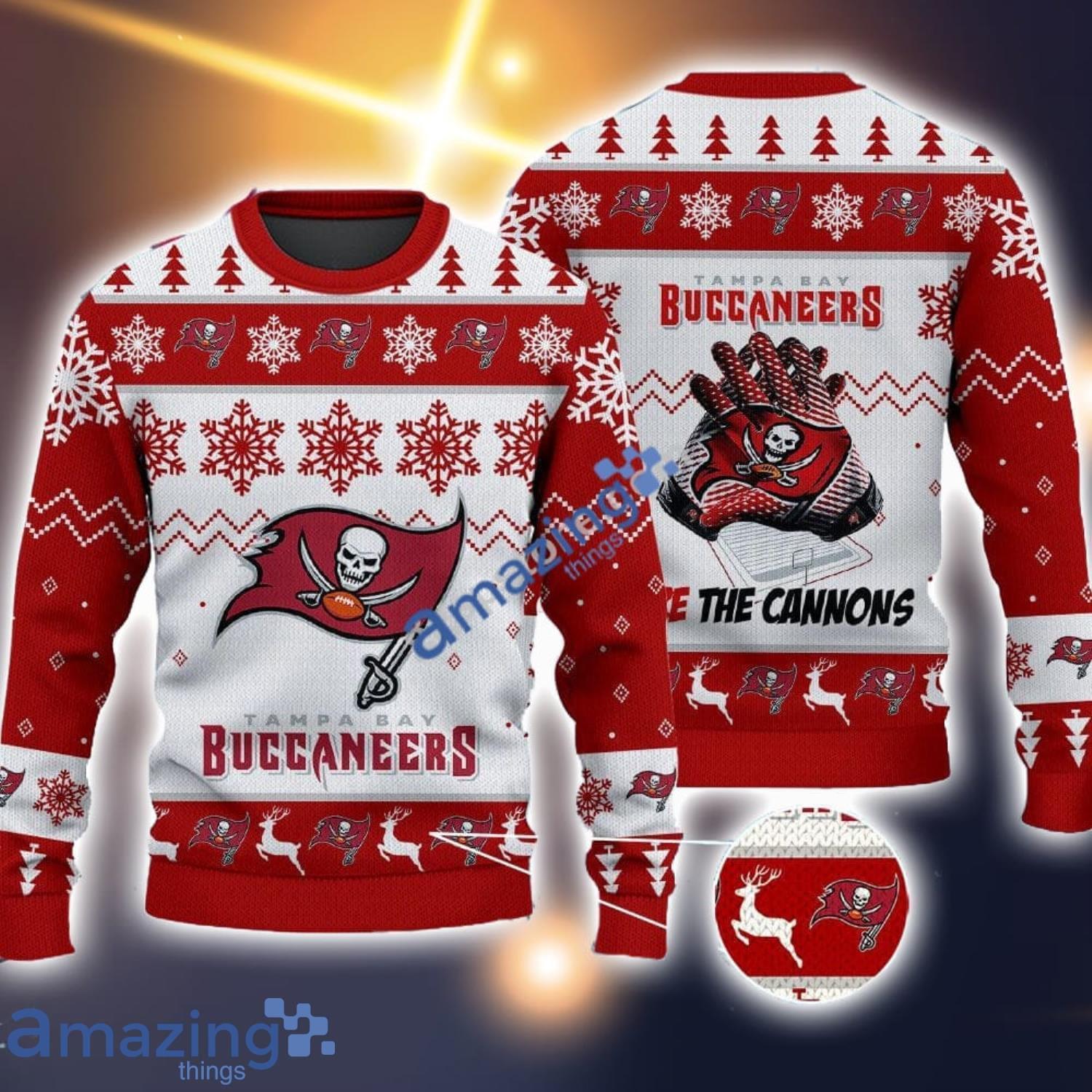 Tampa Bay Buccaneers Fans Logo Snowflake Pattern Ugly Christmas Sweater For Fans Red image Tampa Bay Buccaneers Fans Logo Snowflake Pattern Ugly Christmas Sweater For Fans Red Product Photo 1