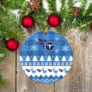 Tennessee Titans Ceramic Ornament Christmas Pixel Art Tartan Background Gift For Xmas Product Photo 2