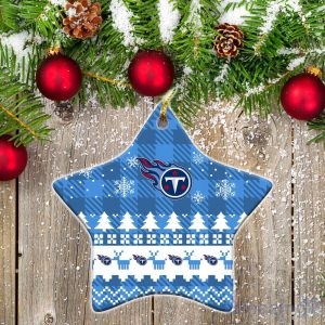 Tennessee Titans Ceramic Ornament Christmas Pixel Art Tartan Background Gift For Xmas Product Photo 1