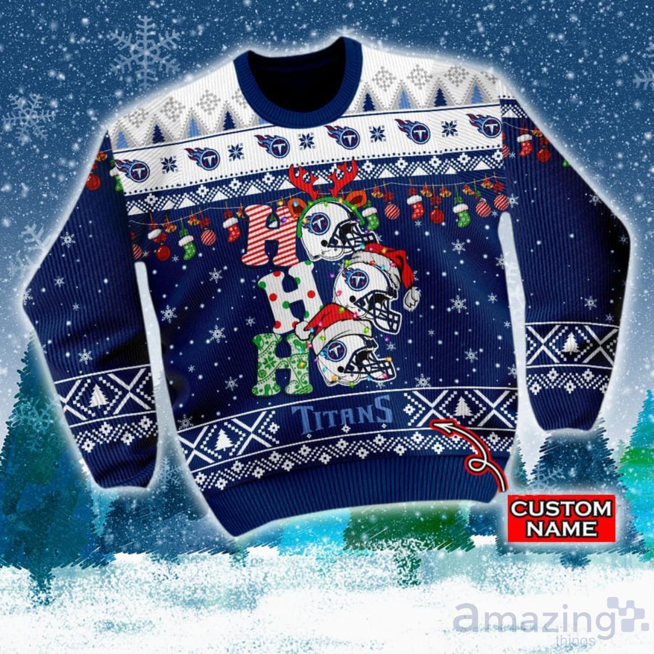 Tennessee Titans NFL Christmas Hohoho Ugly Christmas Sweater Custom Name image Tennessee Titans NFL Christmas Hohoho Ugly Christmas Sweater Custom Name Product Photo 2