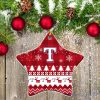 Texas Rangers Ceramic Ornament Christmas Pixel Art Tartan Background