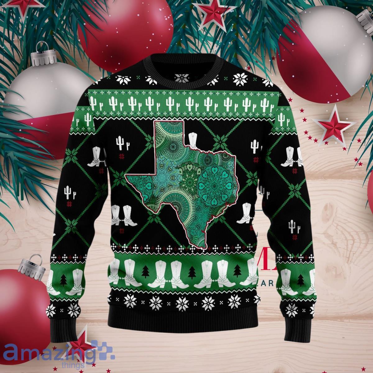 Texas USA Symbols Pattern Ugly Christmas Sweater Style Gift For Men Women image Texas USA Symbols Pattern Ugly Christmas Sweater Style Gift For Men Women Product Photo 1