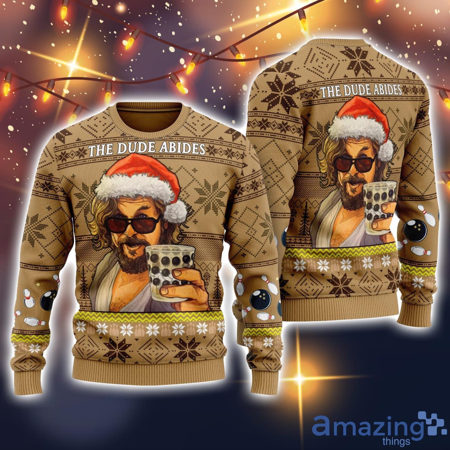 The Big Lebowski The Dude Abides 3D All Over Printed Ugly Christmas Sweater Sweatshirt Hoodie Christmas Gift image The Big Lebowski The Dude Abides 3D All Over Printed Ugly Christmas Sweater Sweatshirt Hoodie Christmas Gift Product Photo 4