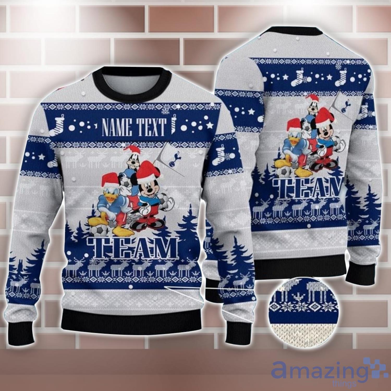 Tottenham Hotspur FC Disney Team Custom Name Ugly Christmas