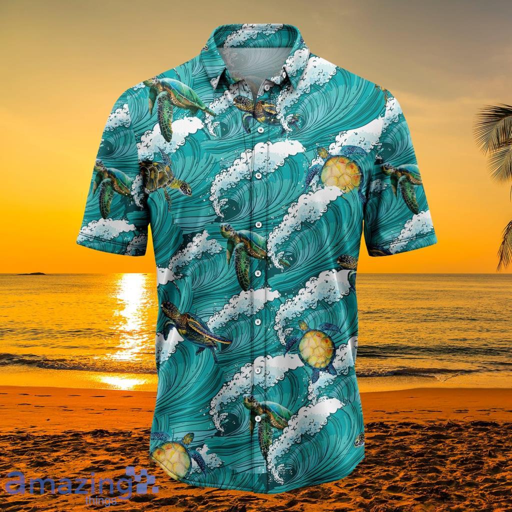 Men's Hawaiian Shirt, Palm Trees and Waves