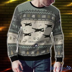 U-2 Dragon Lady U2 Veteran Aircraft Snowflake Pattern Ugly Christmas Sweater Product Photo 2