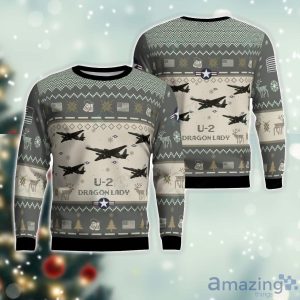 U-2 Dragon Lady U2 Veteran Aircraft Snowflake Pattern Ugly Christmas Sweater Product Photo 1