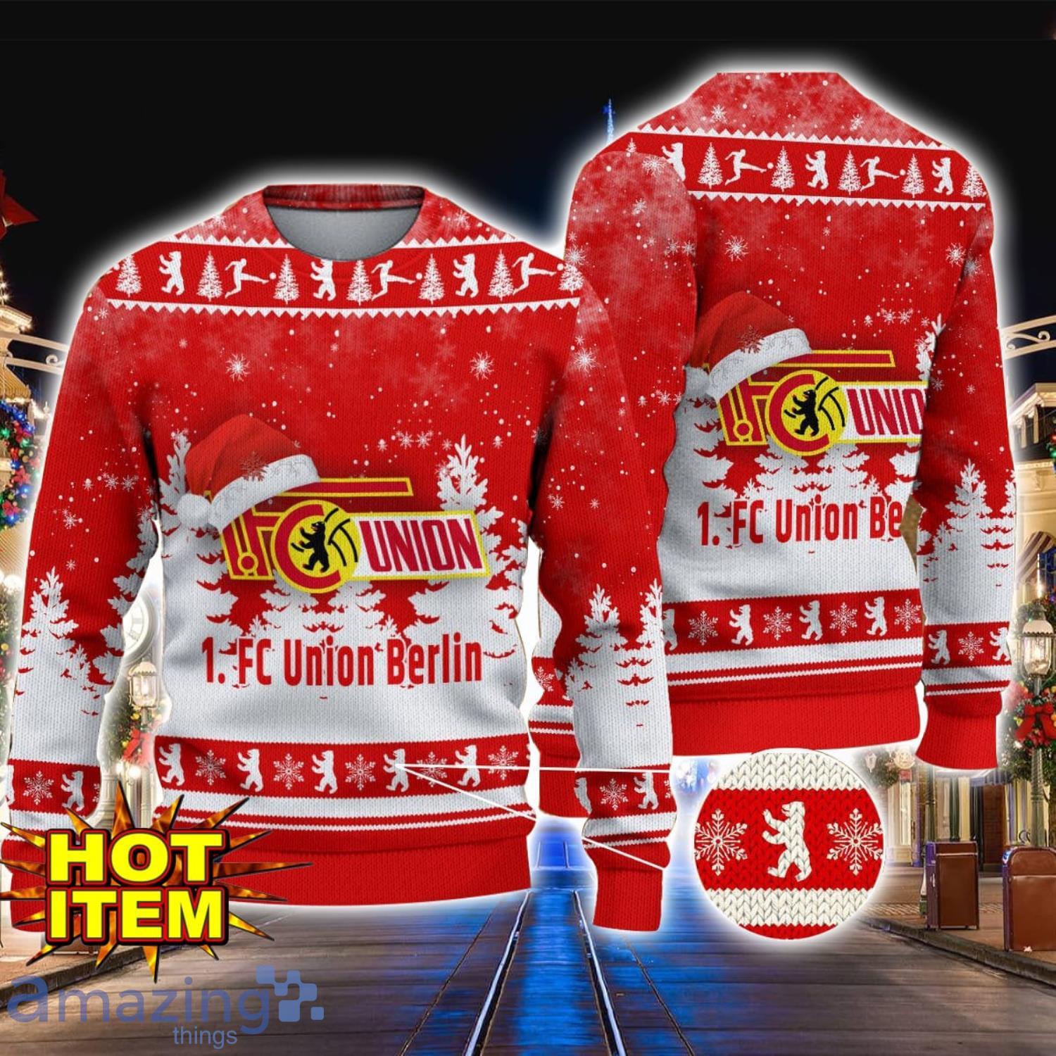 Union Berlin Bundesliga Sweater Germany League Ugly Christmas Sweater Christmas Hoilday Gift image Union Berlin Bundesliga Sweater Germany League Ugly Christmas Sweater Christmas Hoilday Gift Product Photo 1
