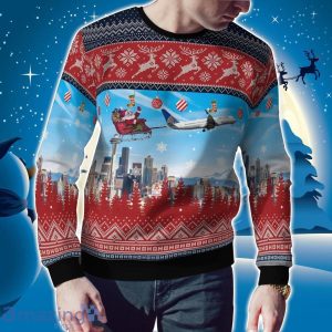 United Airlines Boeing 737-824 With Santa Over Seattle Christmas AOP Ugly Sweater Christmas Gift Ideas Product Photo 2
