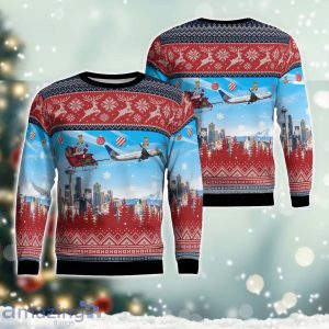 United Airlines Boeing 737-824 With Santa Over Seattle Christmas AOP Ugly Sweater Christmas Gift Ideas Product Photo 1