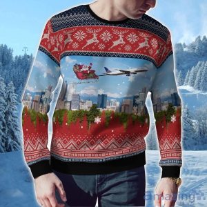 United Airlines Boeing 777-322ER With Santa over Denver Christmas AOP Ugly Sweater Holiday Sweater For Men And Women Product Photo 2