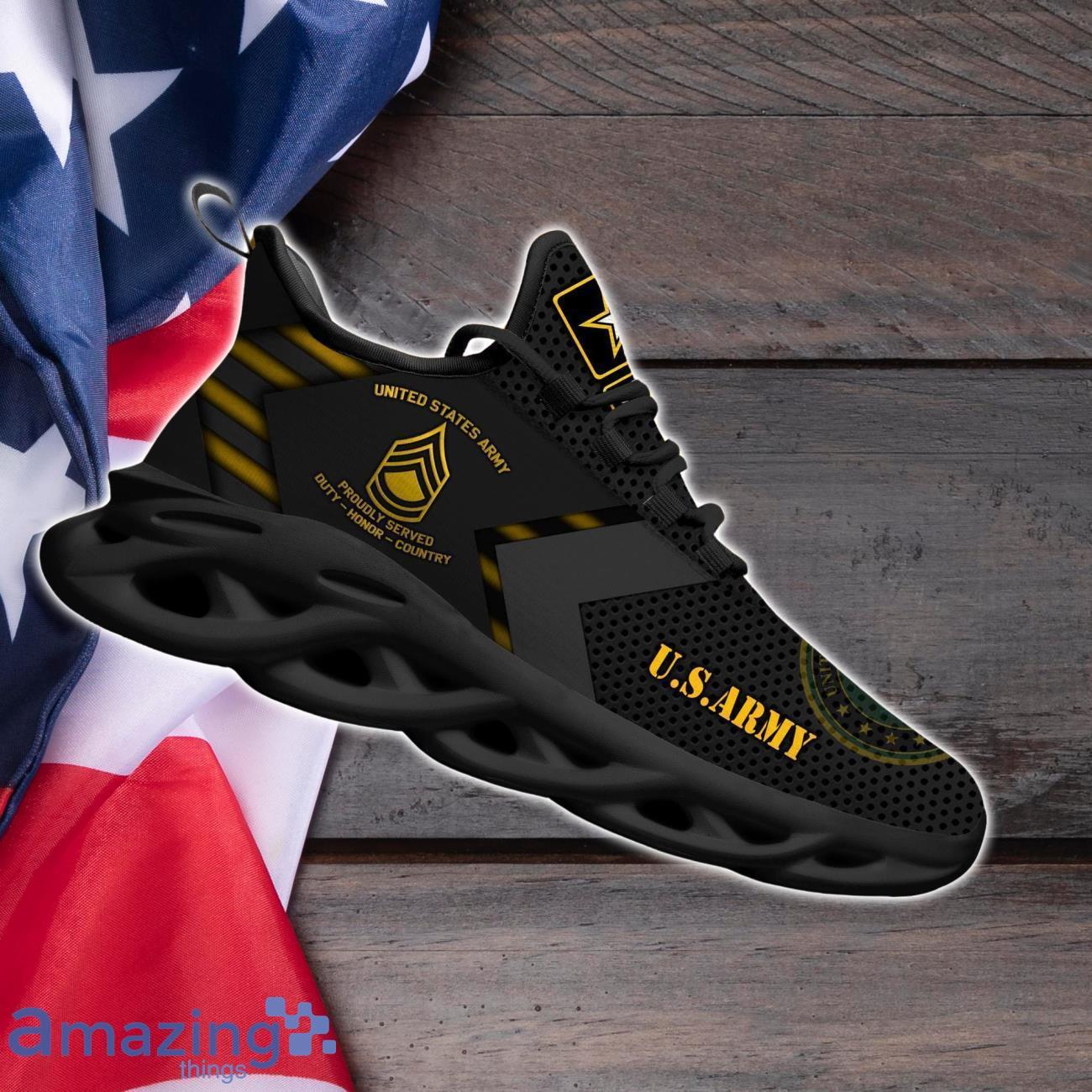 US ARMY Military Ranks Shoes Sneakers Boots Patriotic Gifts For Veterans Max Soul Shoes Custom Name Product Photo 1