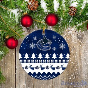 Vancouver Canucks Ceramic Ornament Christmas Pixel Art Tartan Background Product Photo 2
