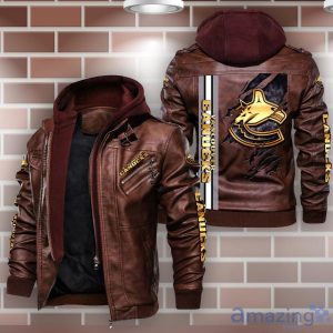 Vancouver Canucks Striped Style Leather Jacket For Fans Product Photo 2