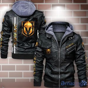 Vegas Golden Knights Striped Style Leather Jacket For Fans Product Photo 1