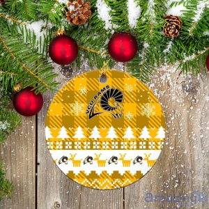 Virginia Commonwealth Rams Ceramic Ornament Christmas Pixel Art Tartan Background Product Photo 2
